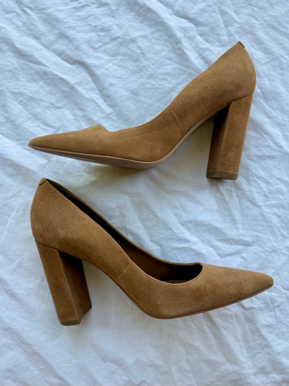 Marc Fisher | Women’s Abilene Block Heel Pump | Color: Tan Suede | Size: 9.5